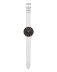 White leather strap silver - Stainless steel