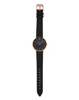 Black leather strap rosé gold - Stainless steel