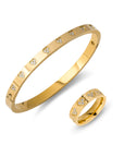 Zirconia hearts bangle & ring gold - Stainless steel
