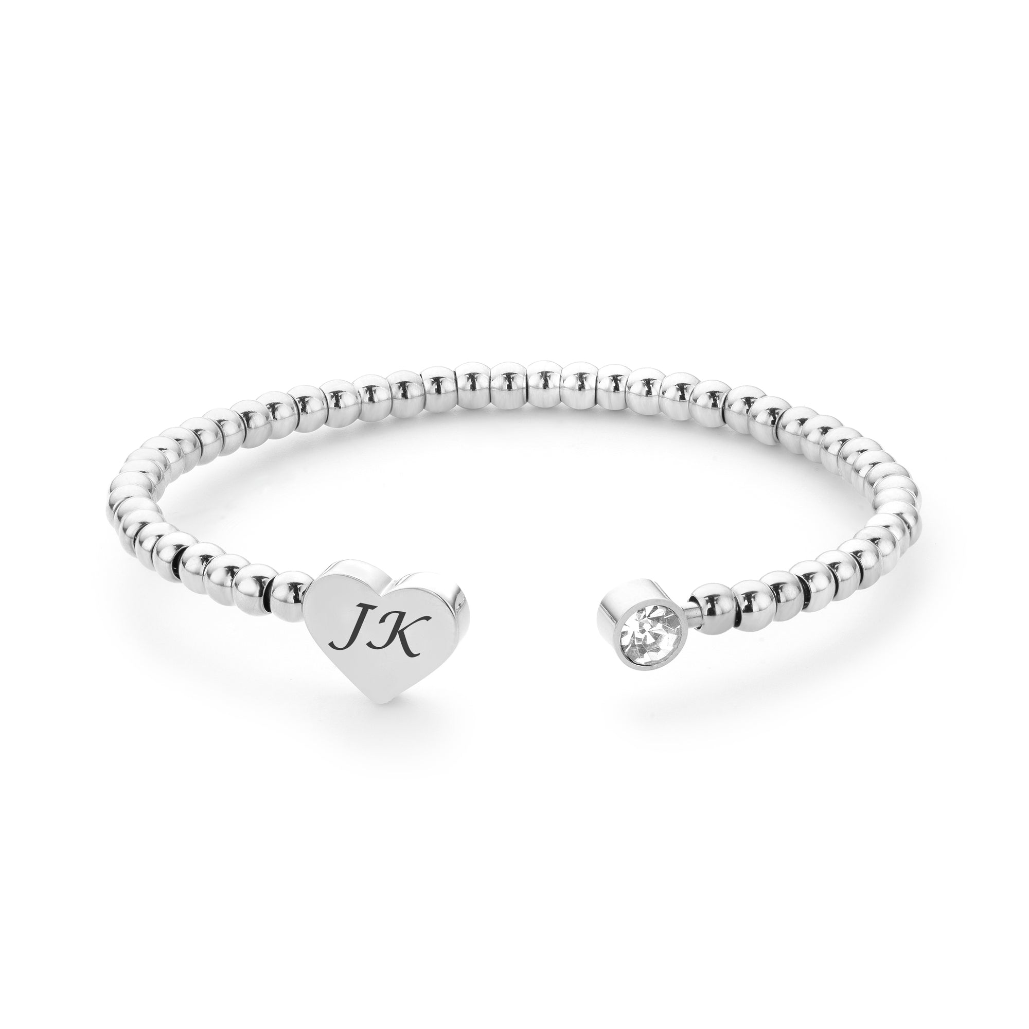 Heart ball bangle silver - Personalized