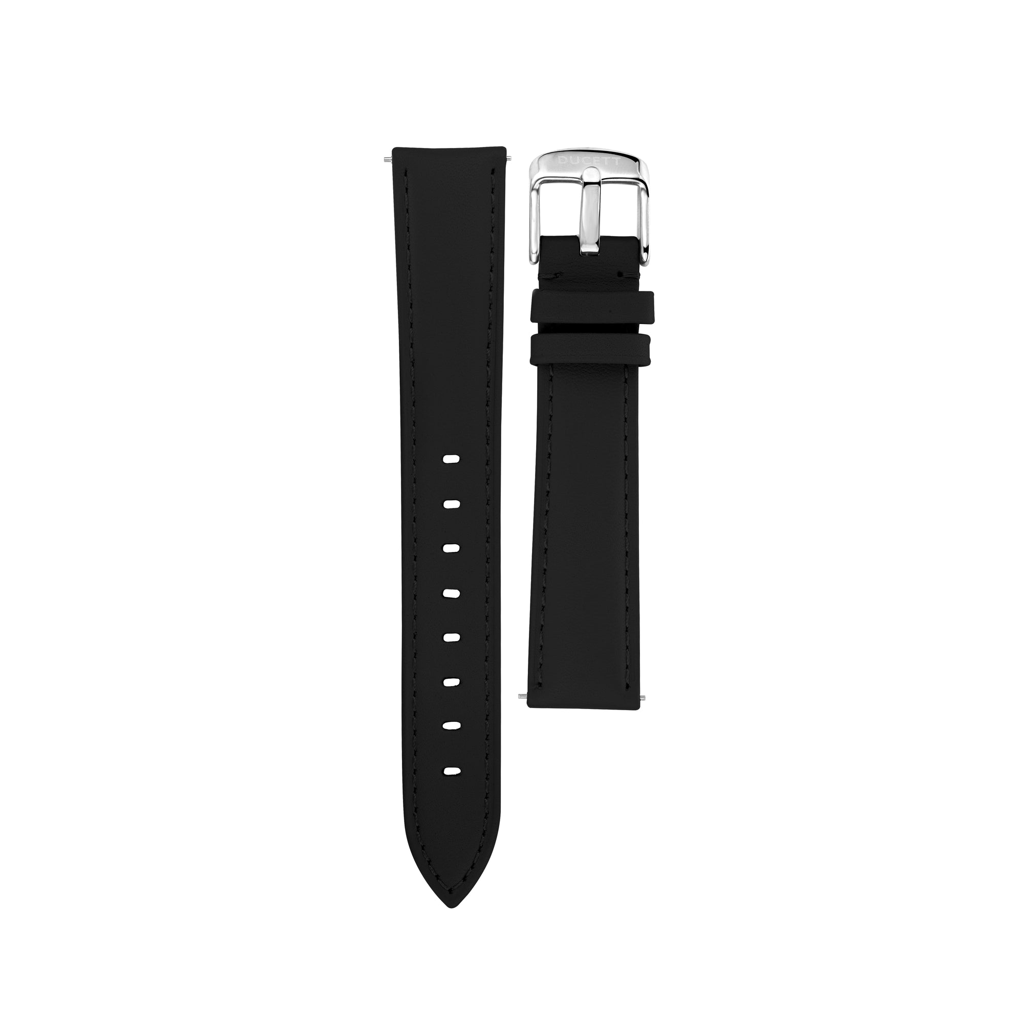 Black leather strap silver - Adjustable